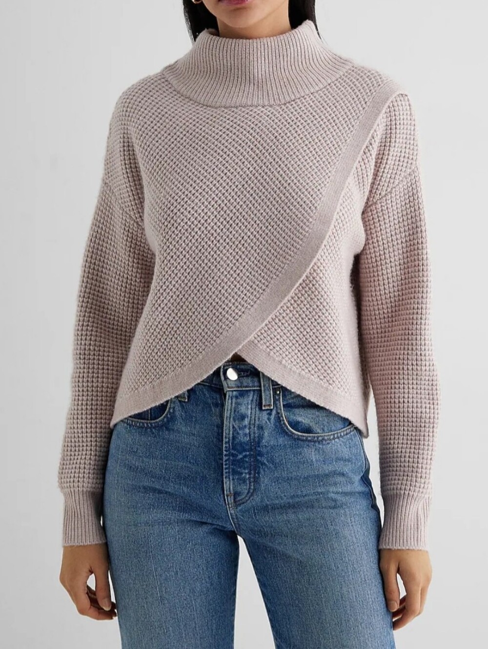 Express Dusty Pink Reversible Waffle Knit Sweater Size XL